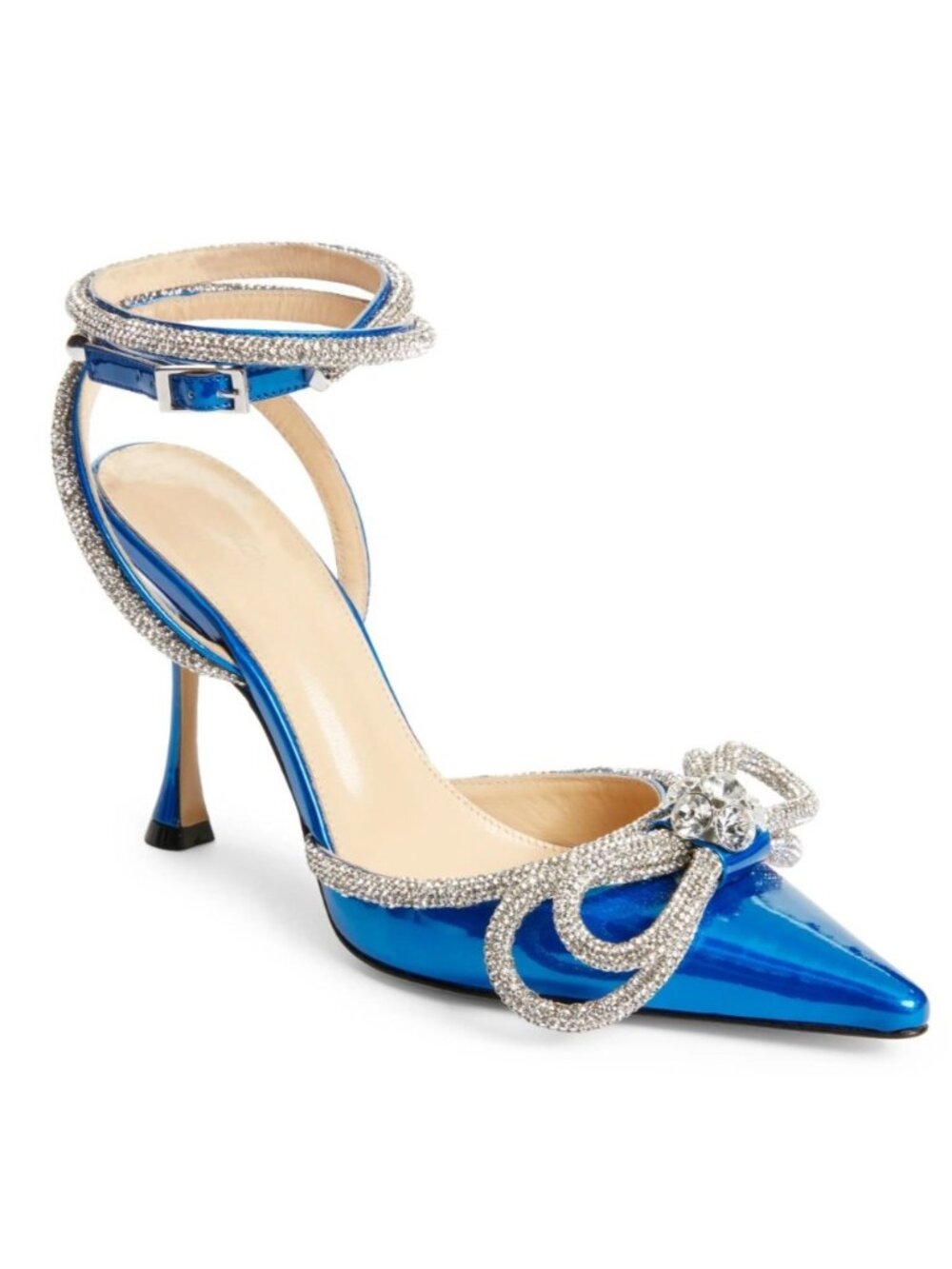 Mach & Mach Women's Crystal Double Bow Leather Pumps Heels Sandals IT 40 / US 10